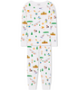 Kids Unisex Goodnight Après Ski Pajama Set - White with Fun Ski-themed Graphics, Long Sleeves Top and Bottoms, Comfortable and Cozy Sleepwear. Long John Two-Piece Set.