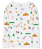 Kids Unisex Goodnight Après Ski Pajama Set - White with Fun Ski-themed Graphics, Long Sleeves Top, Comfortable and Cozy Sleepwear.
