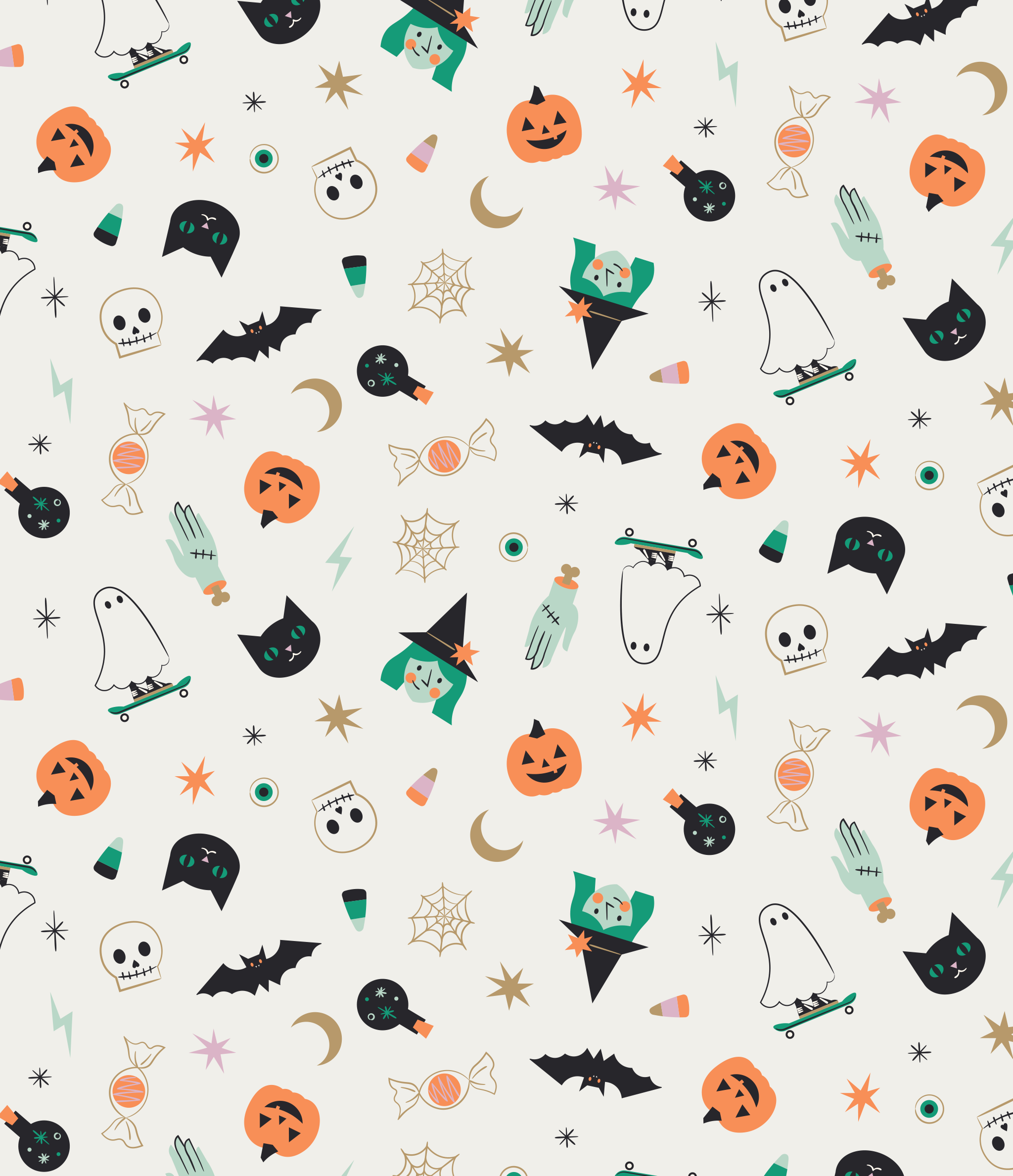 Close-Up of Kids Unisex Goodnight Spooky Nights Print - Colorful Design Featuring Halloween Decor Prints