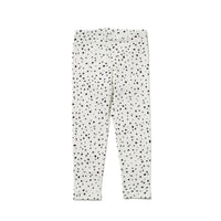 Dotted White Leggings with Black Polka Dots, 100% Organic Cotton, Soft and Stretchy Leggings for Young Girls