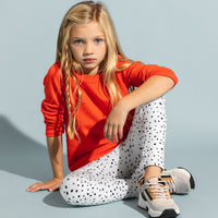 Dotting Legging for Young Girls with Black Polka Dots, 100% Organic Cotton, Soft and Stretchy Leggings, Will Pair Well with All Styles