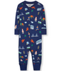 Baby and Toddler Unisex Goodnight Boston Zip-up Pajamas - Navy Blue with Fun Boston - themed Graphics, Long Sleeves, Comfortable and Cozy Sleepwear.