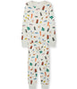 White with Fun Chicago-themed Graphics, Long Sleeves Top and Pants, Comfortable and Cozy Sleepwear for Men and Women.  100% Organic Cotton. Long John Two-Piece Set.