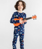 Kids Unisex Goodnight Boston Pajama Set - Navy Blue with Fun Boston - themed Graphics, 100% Organic Cotton Long Sleeves Top and Bottoms, Comfortable and Cozy Sleepwear for Boys and Girls