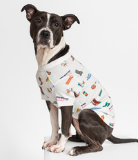 Goodnight Chicago Pet Pajamas - Sustainable organic pet clothing featuring Chicago-themed vibrant prints