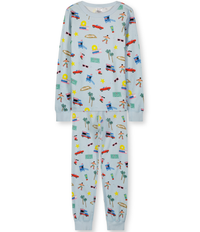 Two-Piece Long Sleeve Pajama Set - 100% Organic Cotton for Boys and Girls, with Los Angeles-themed fun vibrant print