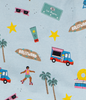 Close-up of Goodnight, Los Angeles-themed Pajamas Set Print - Featuring iconic Hollywood and LA life