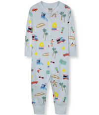Baby and Toddler Unisex Goodnight Los Angeles Zip-up Pajamas - Light Blue LA-themed Graphics , Long Sleeves, Comfortable and Cozy Sleepwear