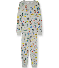 Two-Piece Long Sleeve Pajama Set - 100% Organic Cotton for Boys and Girls, with New York City themed Graphics print on it