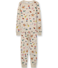 Two Piece Long Sleeves and Top Kid Pajama Set. Comfortable and Cozy with Ribbed Cuffs. 100% Organic Cotton with Fun Texas Themed Graphics. Long John Two Piece Combed Rib Knit Wear. Stylish and Fashionable Ethically Made Sleepwear.