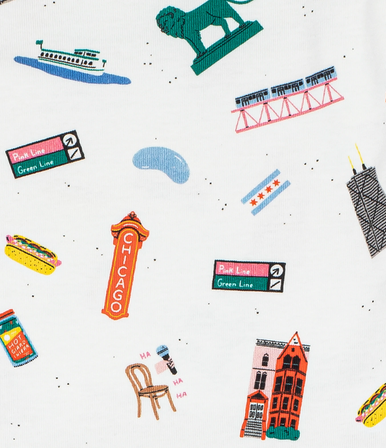 Close Up Illustrations Chicago Pajama Print Hot Dog CTA Bean 